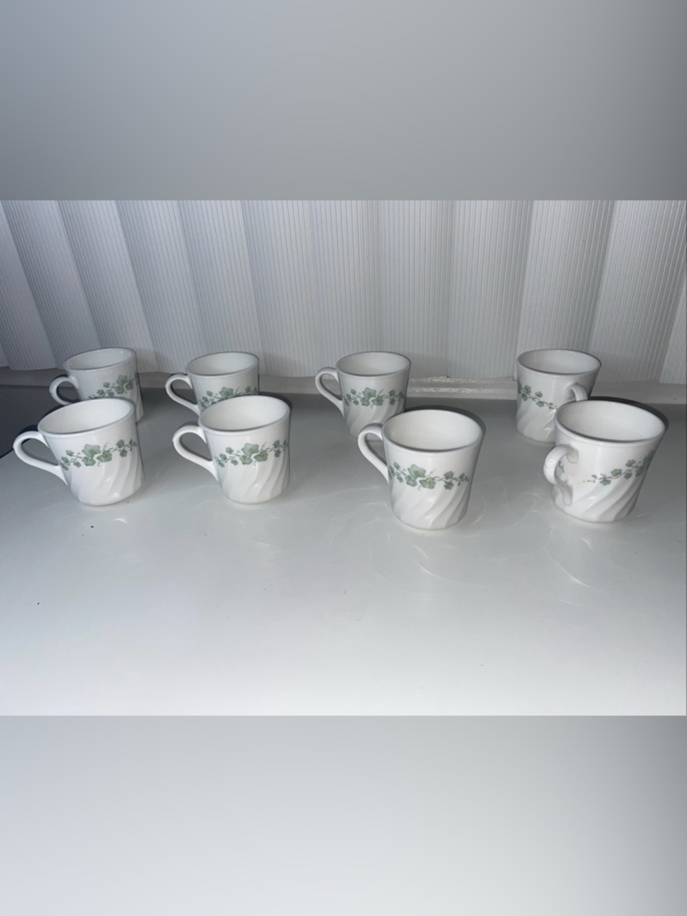 Corning Ware Corelle Mugs Callaway Ivy Pattern Swirl Set Of 8